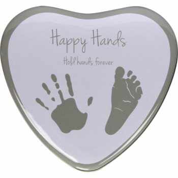 Happy Hands 2D Heart Silver/White set de mulaj pentru amprentele bebelușului